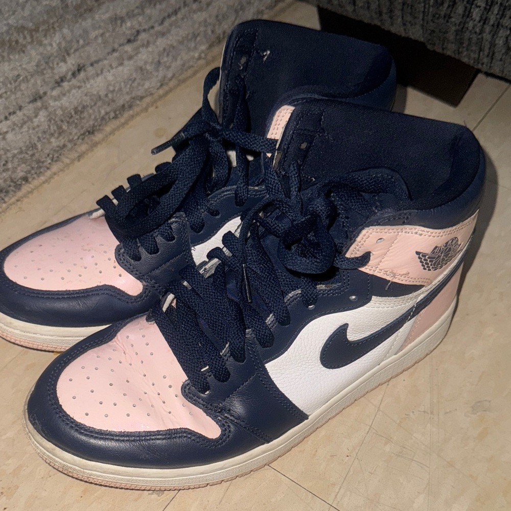 Jordan Women’s High Top Sneakers Navy Pink White